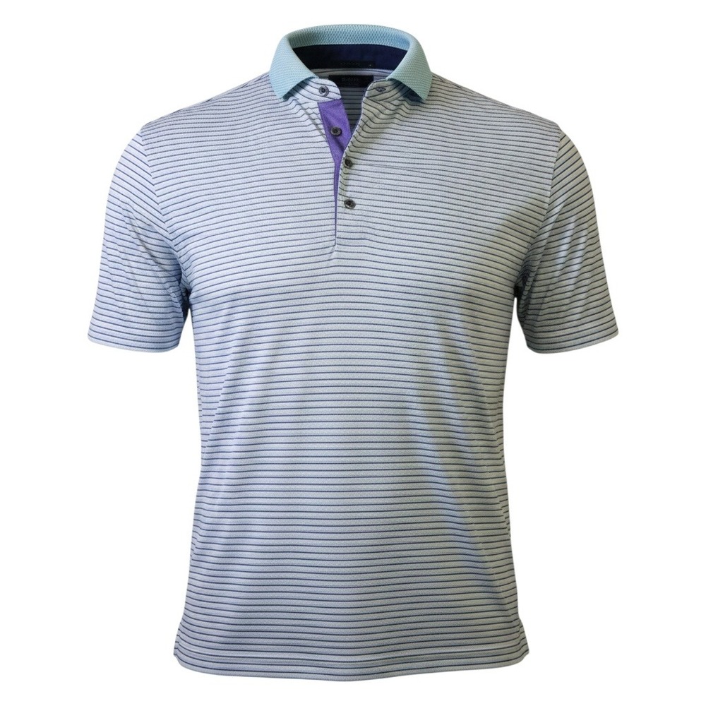 Greyson Mens Striped Golf Polo Shirt Size Large